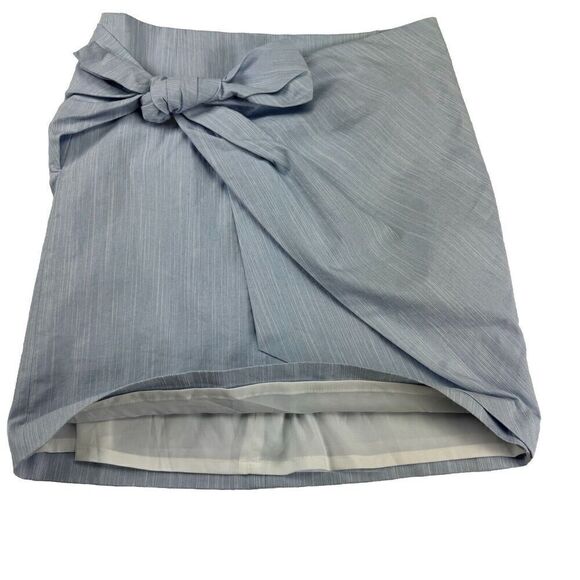 Loft Outlet Tie Front Skirt Size 2 Light Blue Straight Skirt Lined - Picture 3 of 7